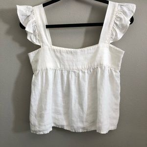 Linen Ruffle Tank Top NWOT